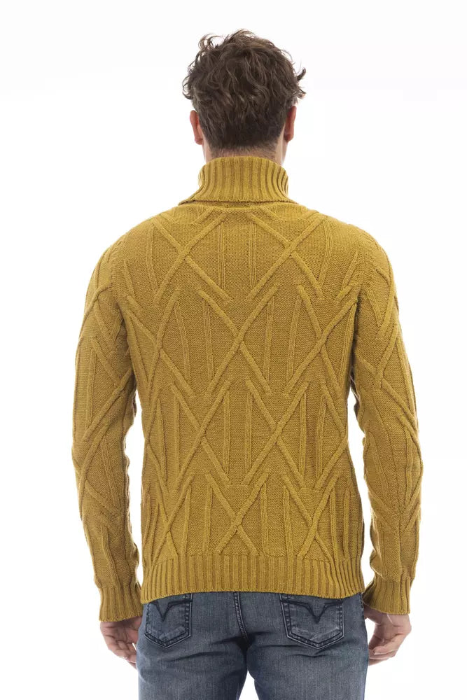 Yellow Merino Wool Men Sweater - SEHABRANDS