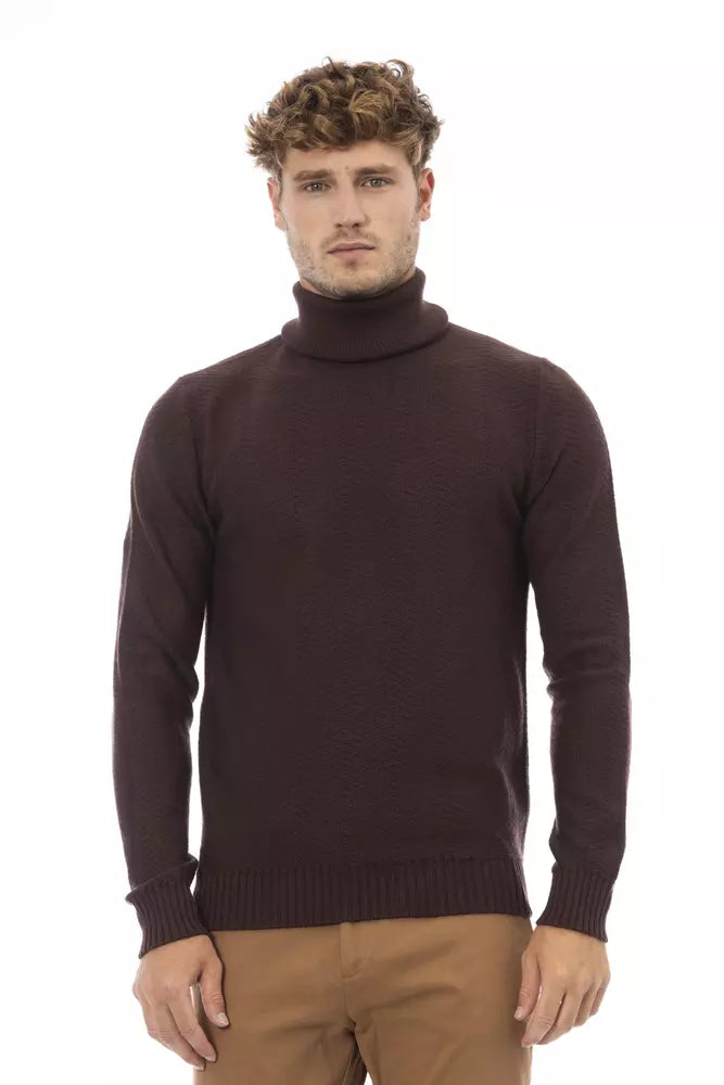 Brown Merino Wool Men Sweater - SEHABRANDS