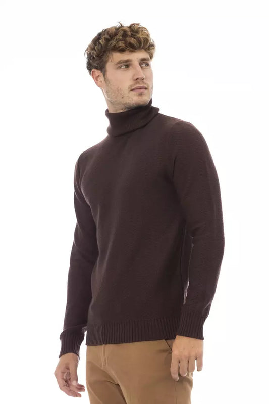 Brown Merino Wool Men Sweater - SEHABRANDS