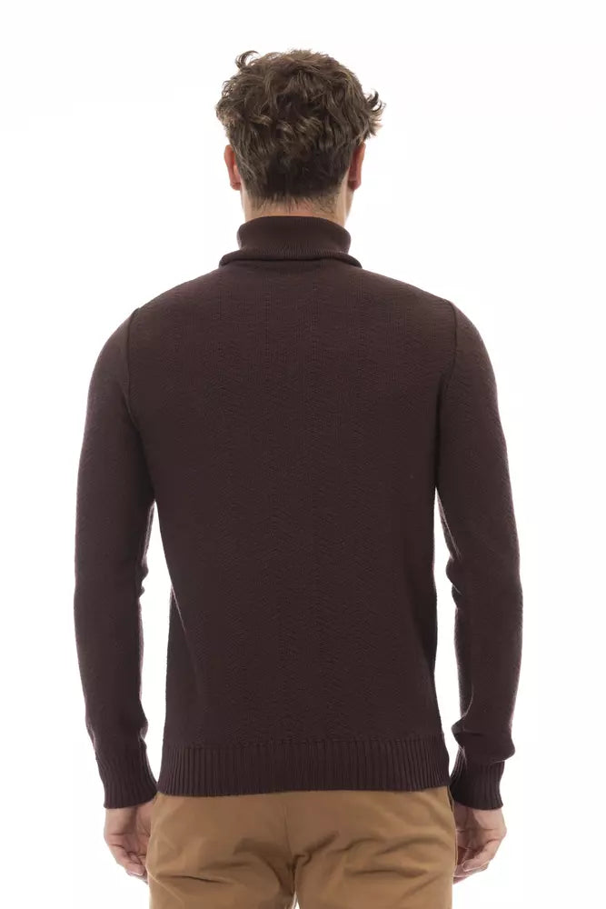 Brown Merino Wool Men Sweater - SEHABRANDS