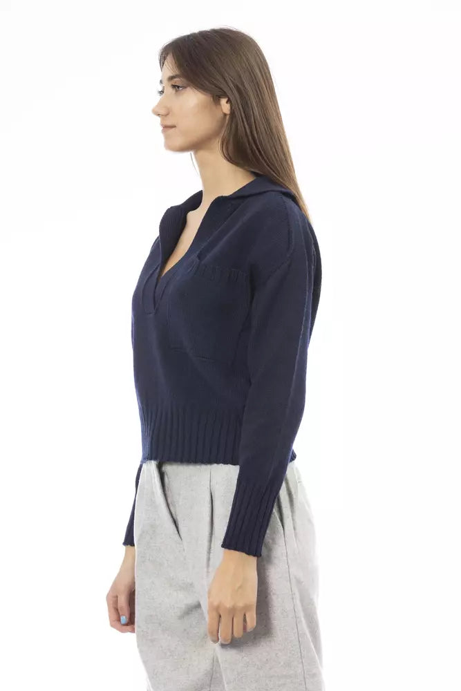 Blue Wool Women Sweater - SEHABRANDS