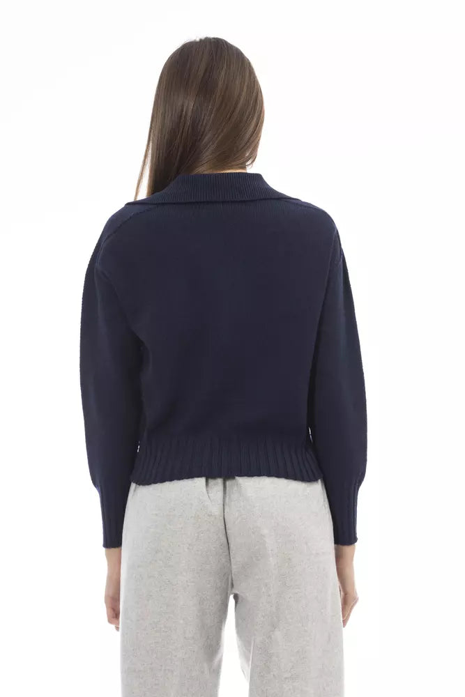 Blue Wool Women Sweater - SEHABRANDS