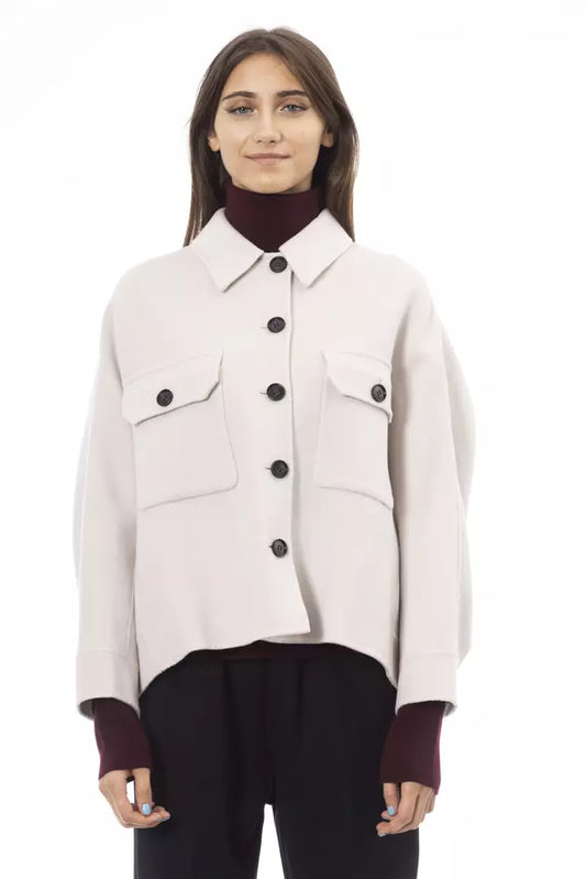 Elegant White Wool Blazer Jacket - SEHABRANDS