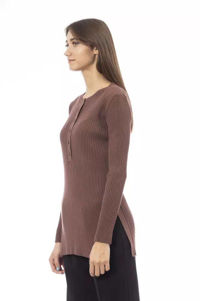 Brown Viscose Women Sweater - SEHABRANDS