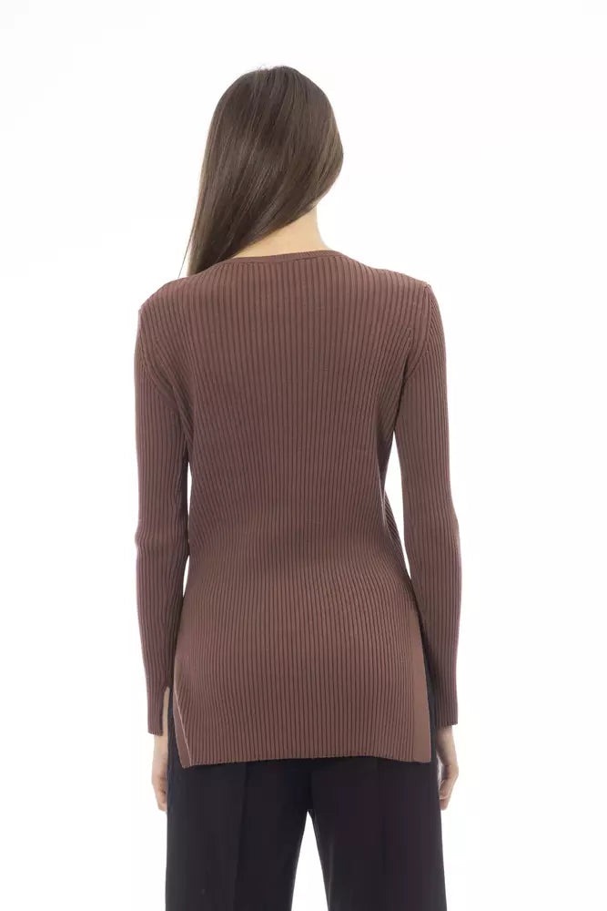 Brown Viscose Women Sweater - SEHABRANDS