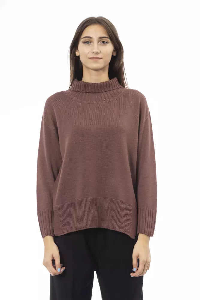 Brown Merino Wool Women Sweater - SEHABRANDS