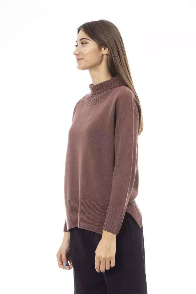 Brown Merino Wool Women Sweater - SEHABRANDS