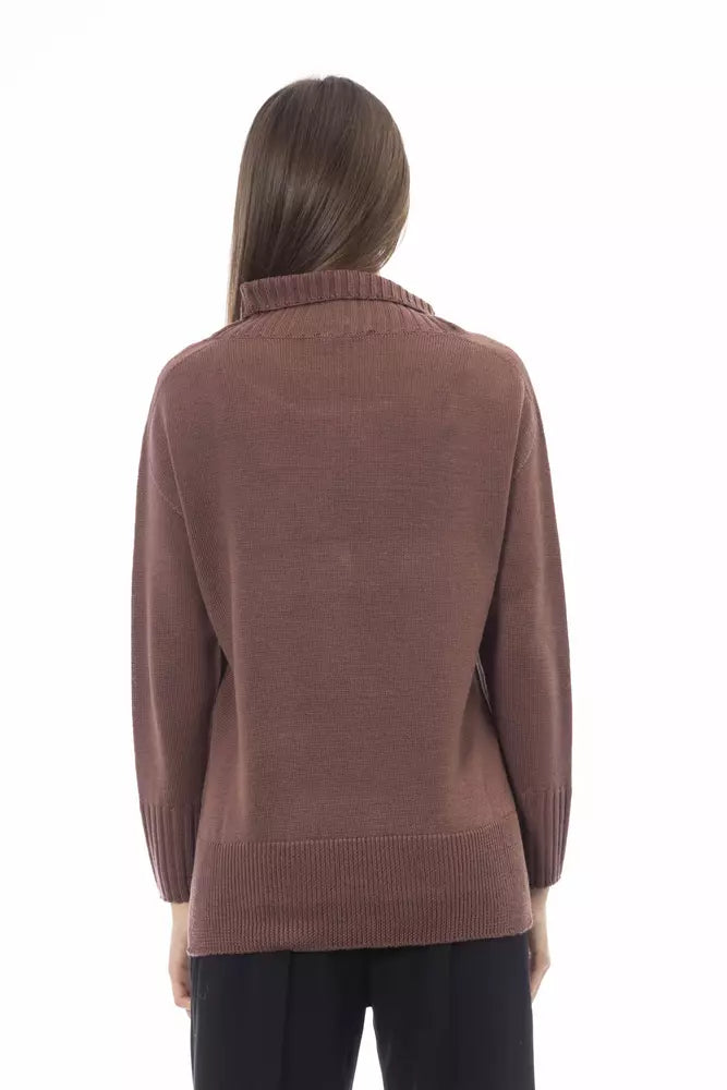 Brown Merino Wool Women Sweater - SEHABRANDS