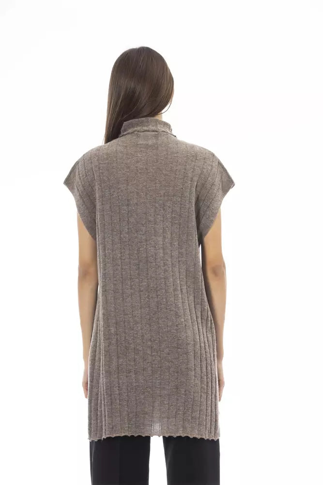 Brown Wool Women Sweater - SEHABRANDS