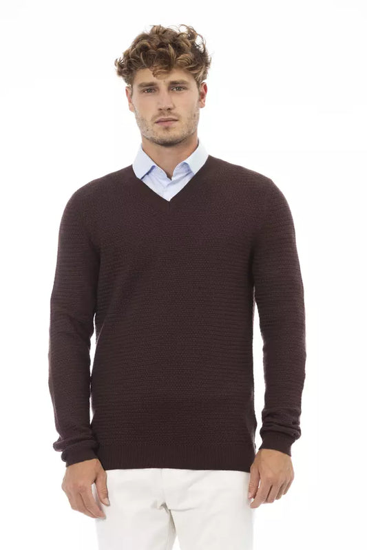 Brown Merino Wool Men Sweater - SEHABRANDS