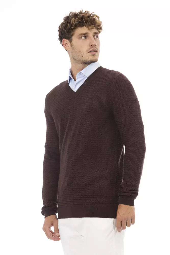 Brown Merino Wool Men Sweater - SEHABRANDS