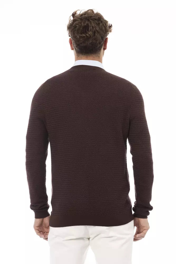 Brown Merino Wool Men Sweater - SEHABRANDS