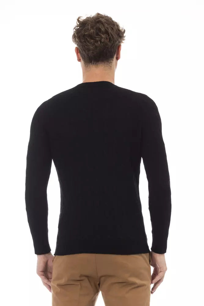 Black Viscose Men Sweater - SEHABRANDS