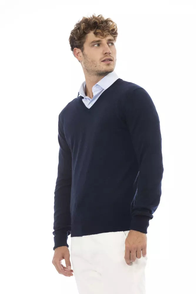 Blue Wool Men Sweater - SEHABRANDS