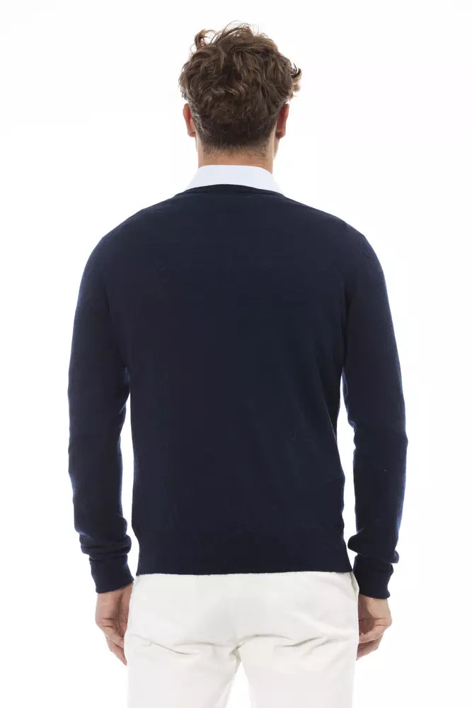 Blue Wool Men Sweater - SEHABRANDS