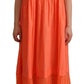 Elegant Coral Maxi Dress with Short Sleeves - SEHABRANDS