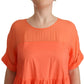 Elegant Coral Maxi Dress with Short Sleeves - SEHABRANDS