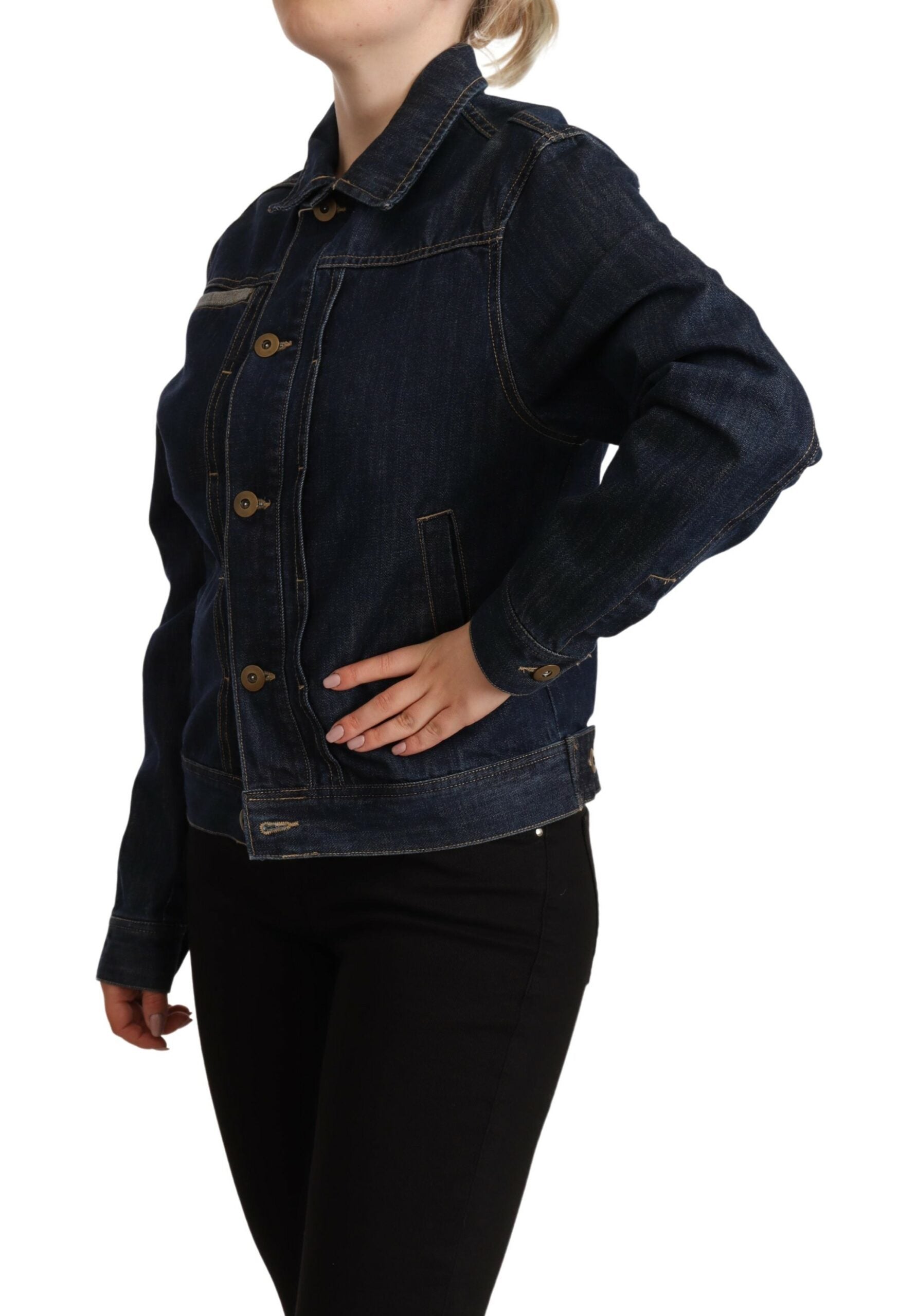 Chic Dark Blue Denim Jacket - SEHABRANDS