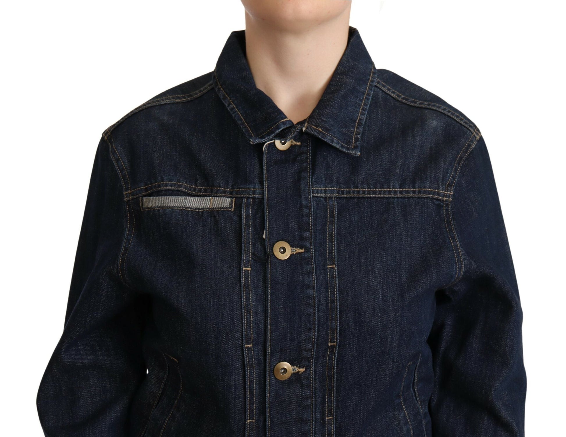 Chic Dark Blue Denim Jacket - SEHABRANDS