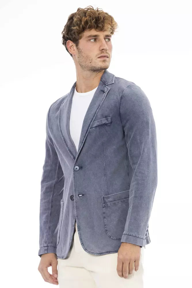 Blue Cotton Mens Blazer - SEHABRANDS