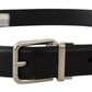 Dolce & Gabbana Sleek Black Leather Belt with Metal Buckle