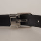 Dolce & Gabbana Sleek Black Leather Belt with Metal Buckle