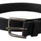 Dolce & Gabbana Elegant Black Leather Belt with Metal Buckle