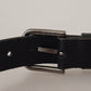 Dolce & Gabbana Elegant Black Leather Belt with Metal Buckle