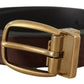 Dolce & Gabbana Elegant Brown Leather Belt with Logo Buckle