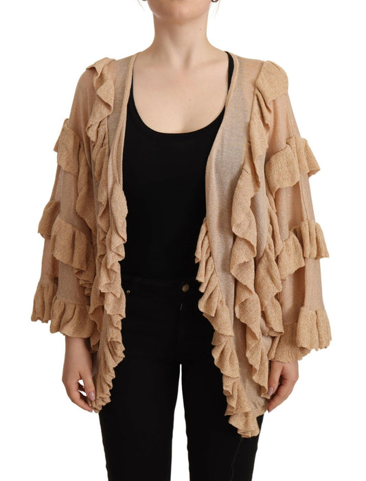 Chic Beige Long Sleeve Open Front Cardigan - SEHABRANDS