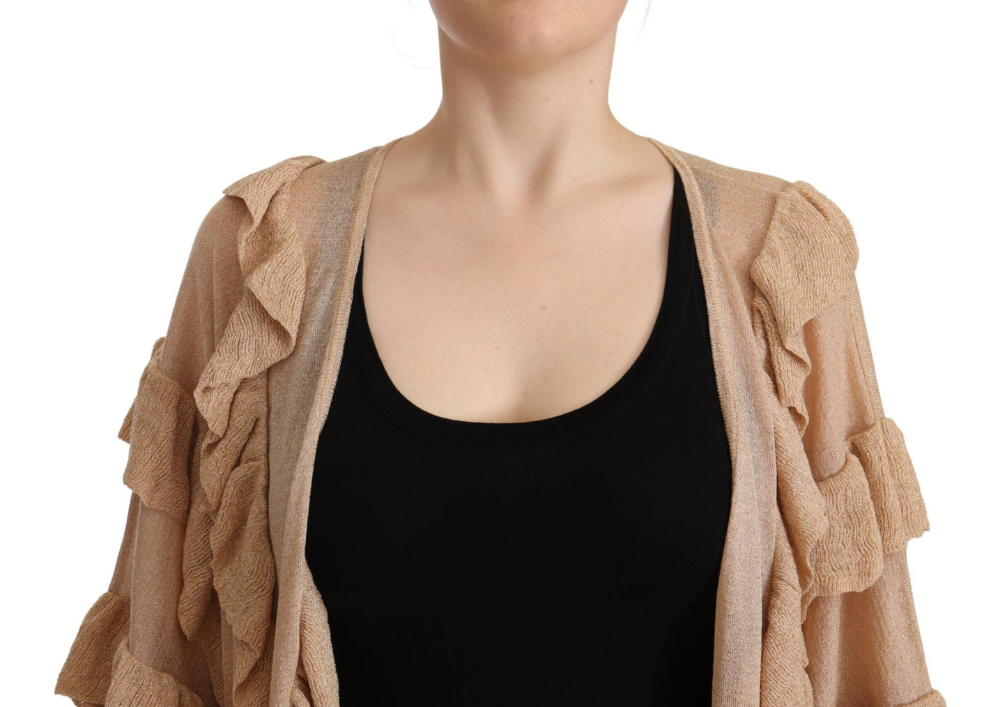 Chic Beige Long Sleeve Open Front Cardigan - SEHABRANDS