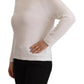 Elegant White Cotton Pullover Sweater - SEHABRANDS