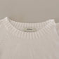 Elegant White Cotton Pullover Sweater - SEHABRANDS