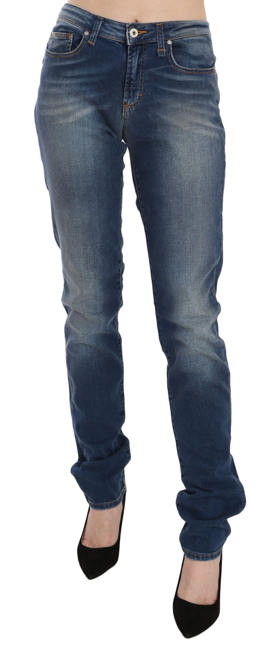 Svelte Mid Waist Slim Jeans in Vintage Blue - SEHABRANDS