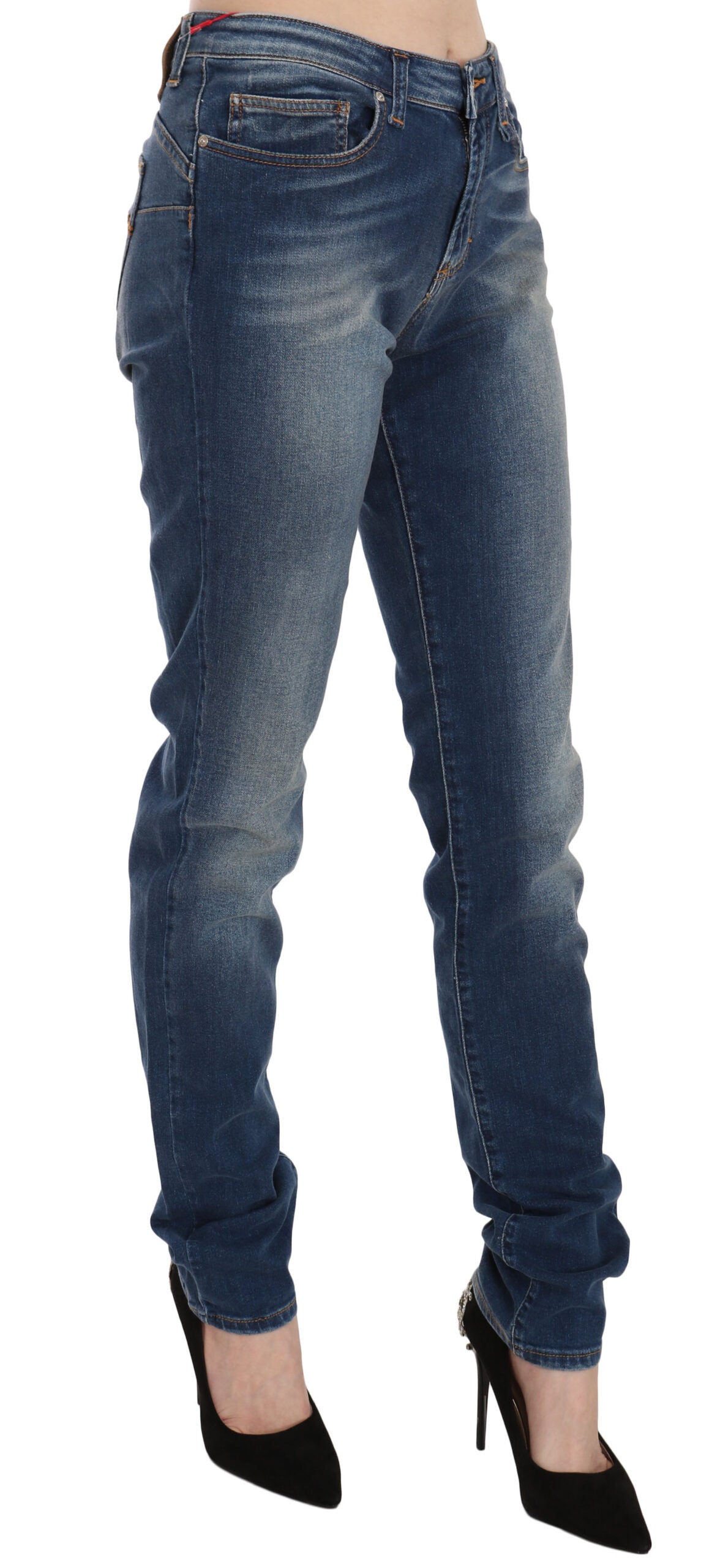 Svelte Mid Waist Slim Jeans in Vintage Blue - SEHABRANDS