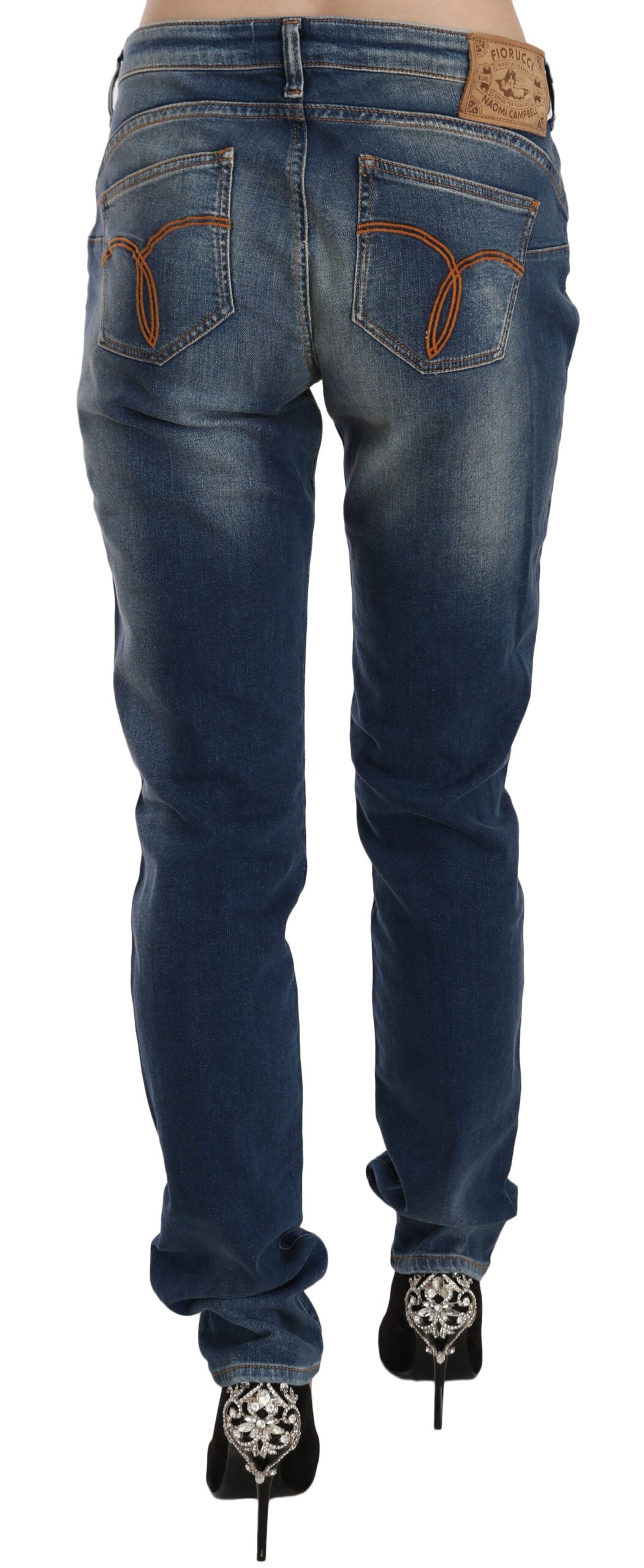 Svelte Mid Waist Slim Jeans in Vintage Blue - SEHABRANDS