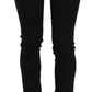 Elegant Black Mid Waist Slim Fit Jeans - SEHABRANDS