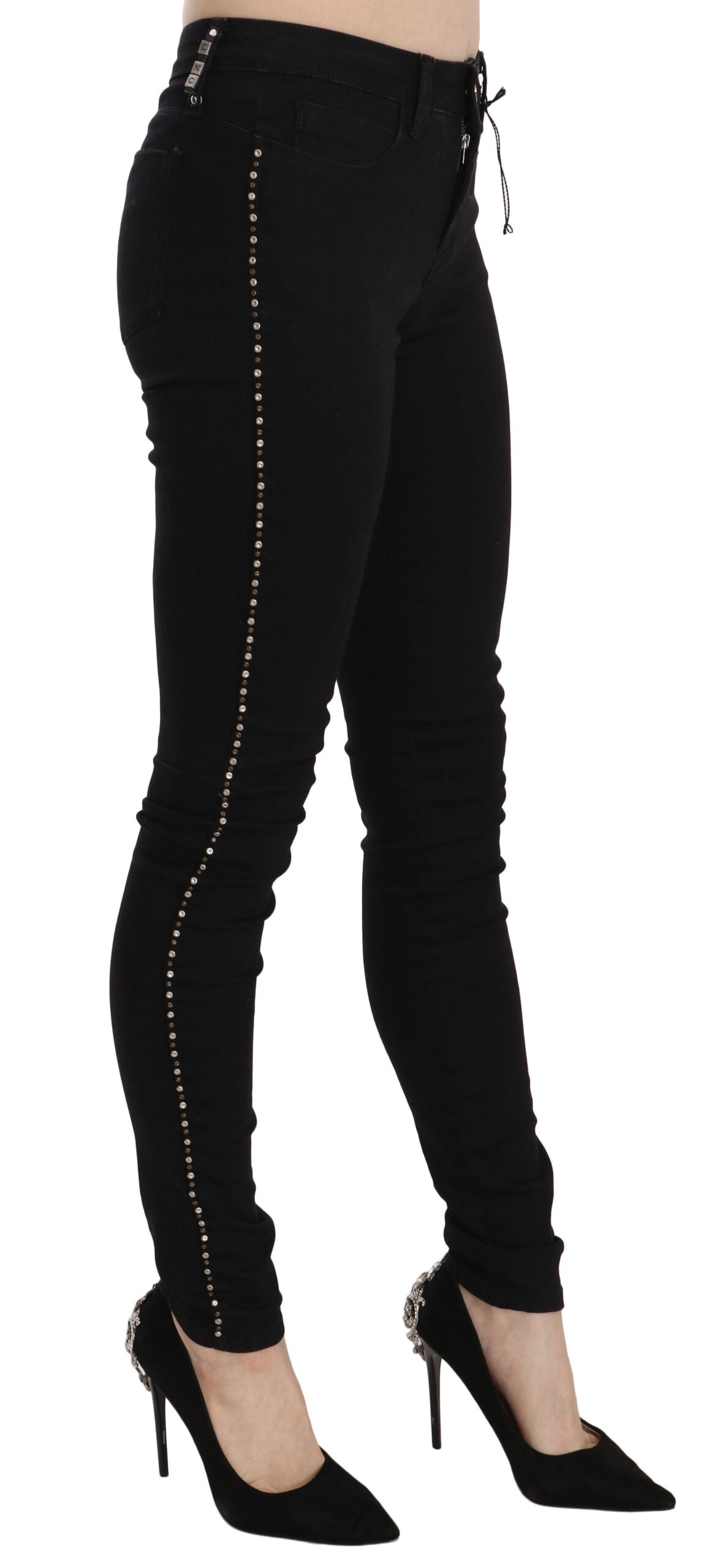 Chic Mid Waist Skinny Black Denim - SEHABRANDS