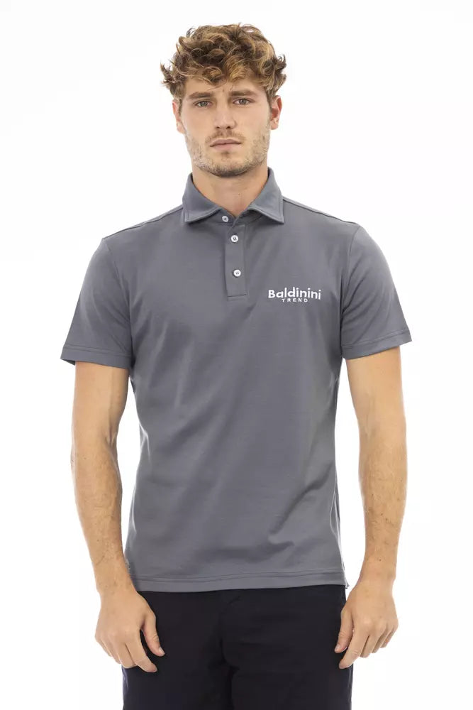 Gray Cotton Men Polo Shirt - SEHABRANDS