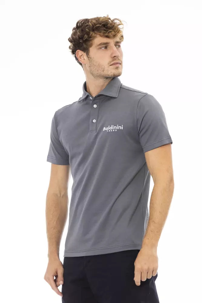 Gray Cotton Men Polo Shirt - SEHABRANDS