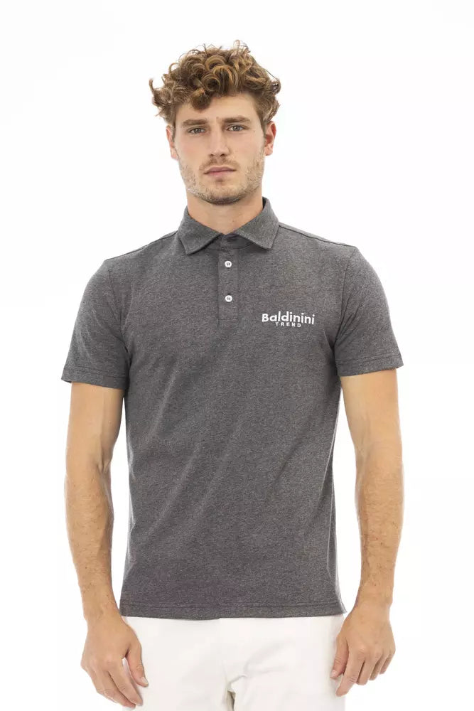 Gray Cotton Men Polo - SEHABRANDS