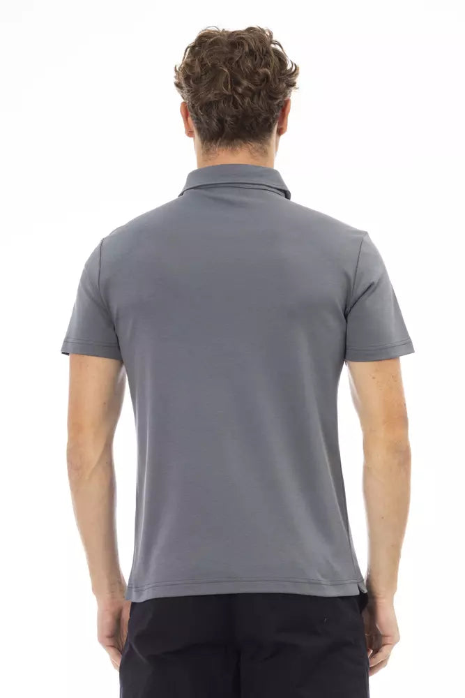 Gray Cotton Men Polo Shirt - SEHABRANDS