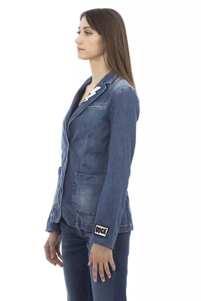 Blue Cotton Women Jacket - SEHABRANDS