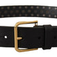 Dolce & Gabbana Elegant Leather Belt with Logo Engraved Buckle