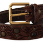 Dolce & Gabbana Elegant Leather Belt with Engraved Buckle