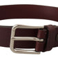 Dolce & Gabbana Maroon Luxe Leather Belt with Metal Buckle