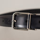 Dolce & Gabbana Elegant Black Leather Belt with Metal Buckle