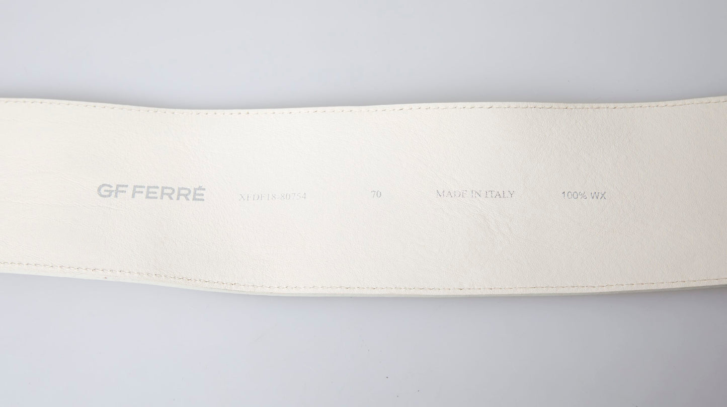 Chic Off White Snap Button Fashion Belt - SEHABRANDS