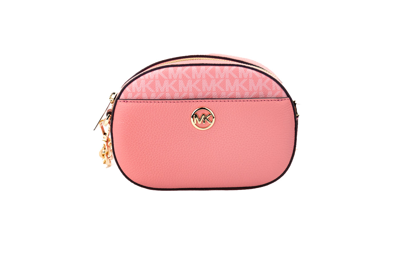 Jet Set Glam Tea Rose Leather Oval Crossbody Handbag Purse - SEHABRANDS