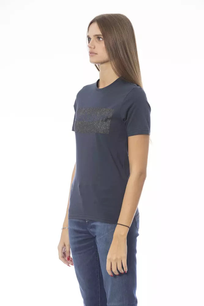 Blue Cotton Women T-Shirt - SEHABRANDS